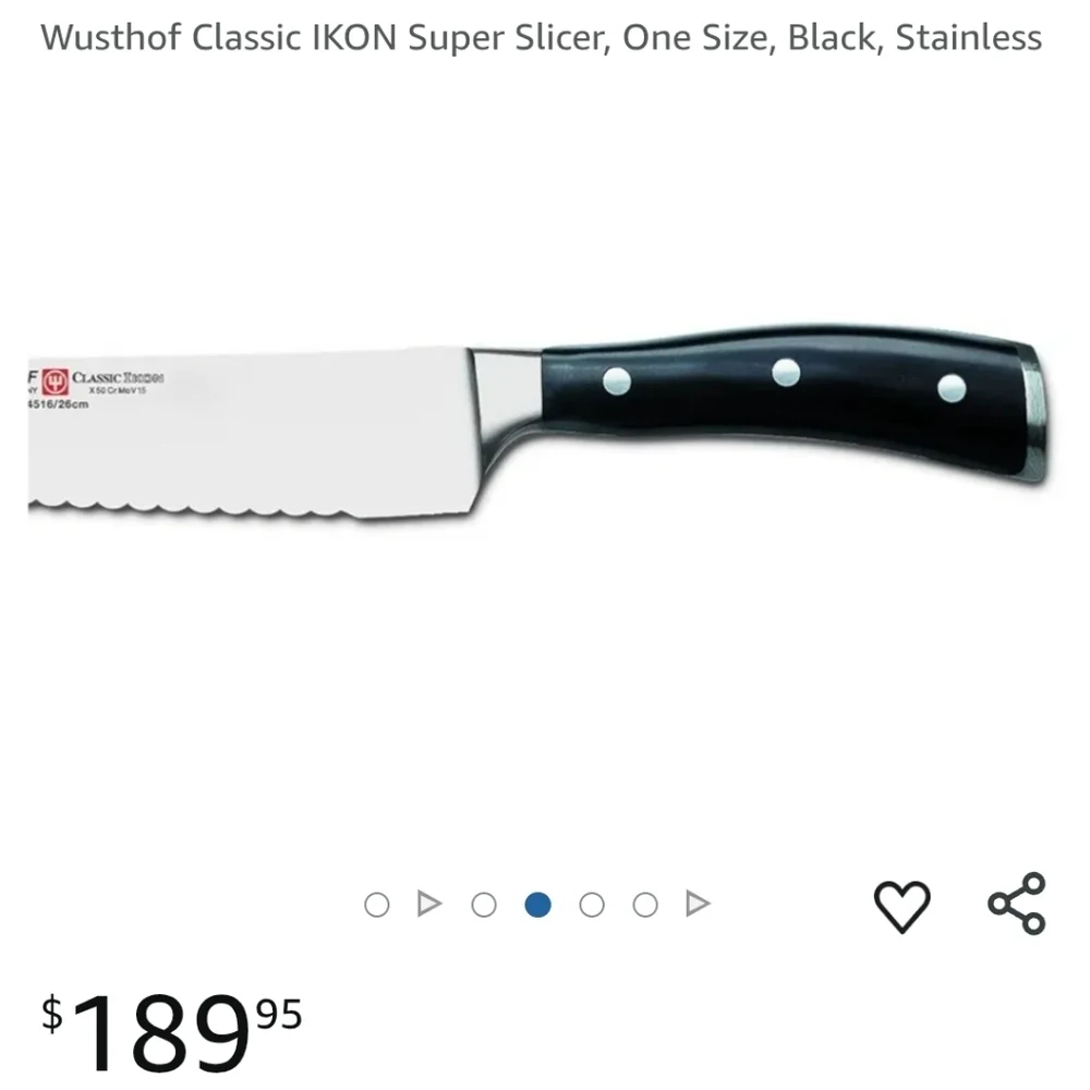 ❤️BUY 2 GET 1 FREE  Wusthof Classic IKON Super Slicer - Black Handle,4516/26cm